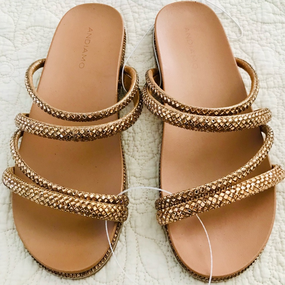 Women's New Bronze-Gold Strappy Sandals 9.5